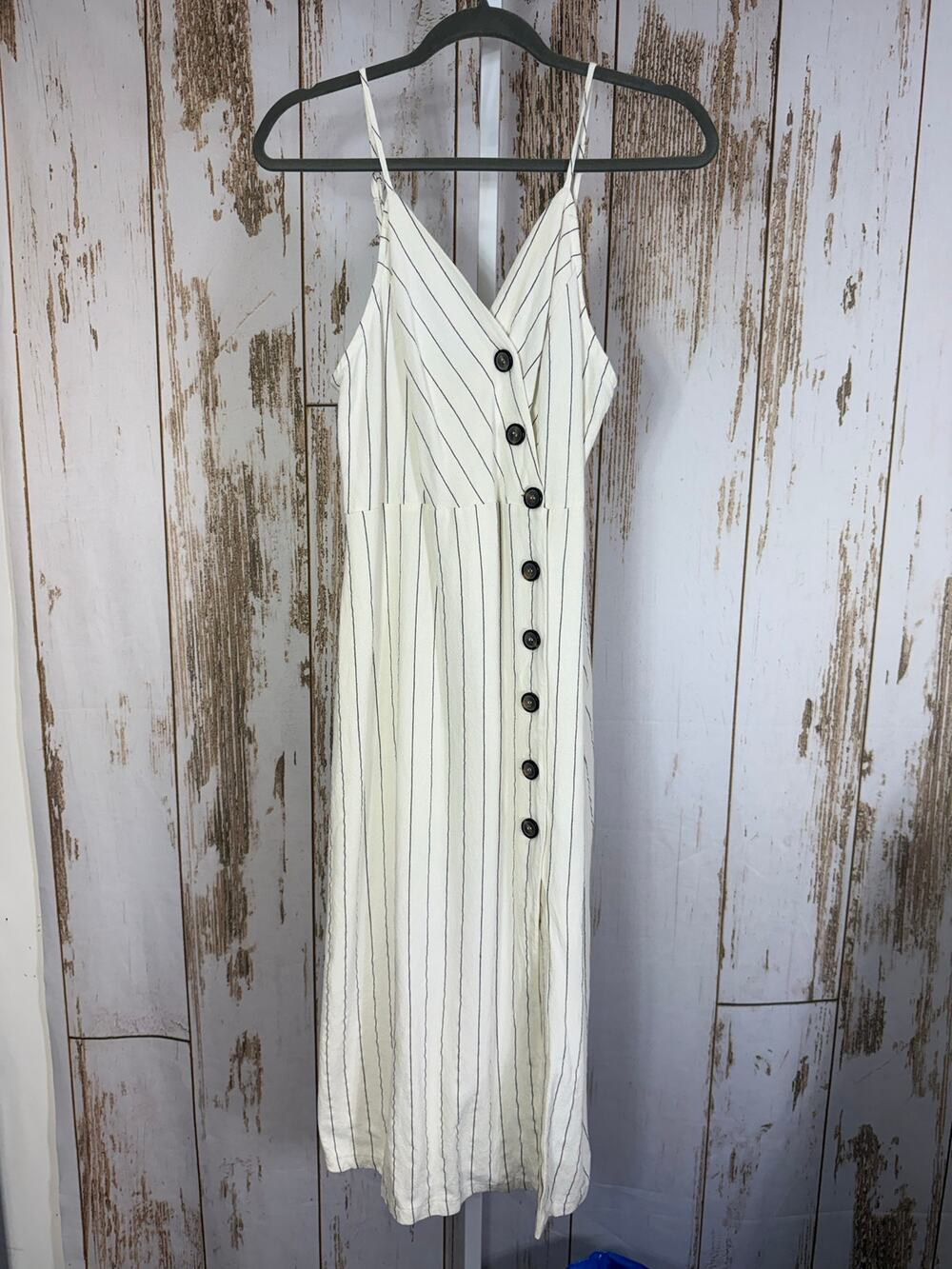 Urban Romantics, Linen Blend Striped Midi Dress. Size Large. Excellent condition